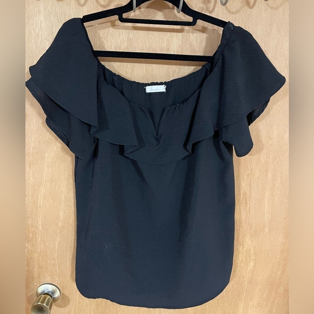 #57- LES AMIS- black off shoulder blouse